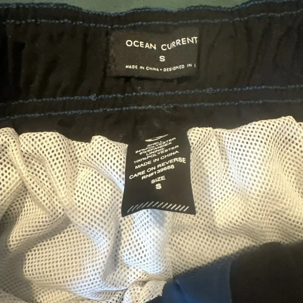 Ocean Current Swim Trunks Size Small Blue Striped Mesh Lined Men's